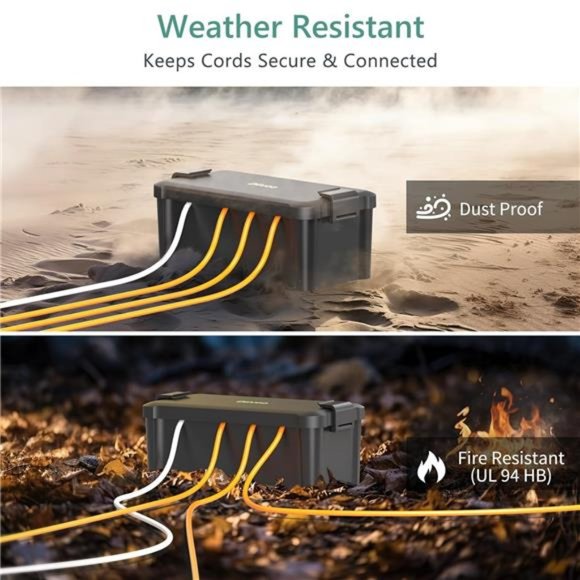 Waterproof Electrical Connection Box, Outdoor Weatherproof Extension Box, Black - Picture 4 of 6